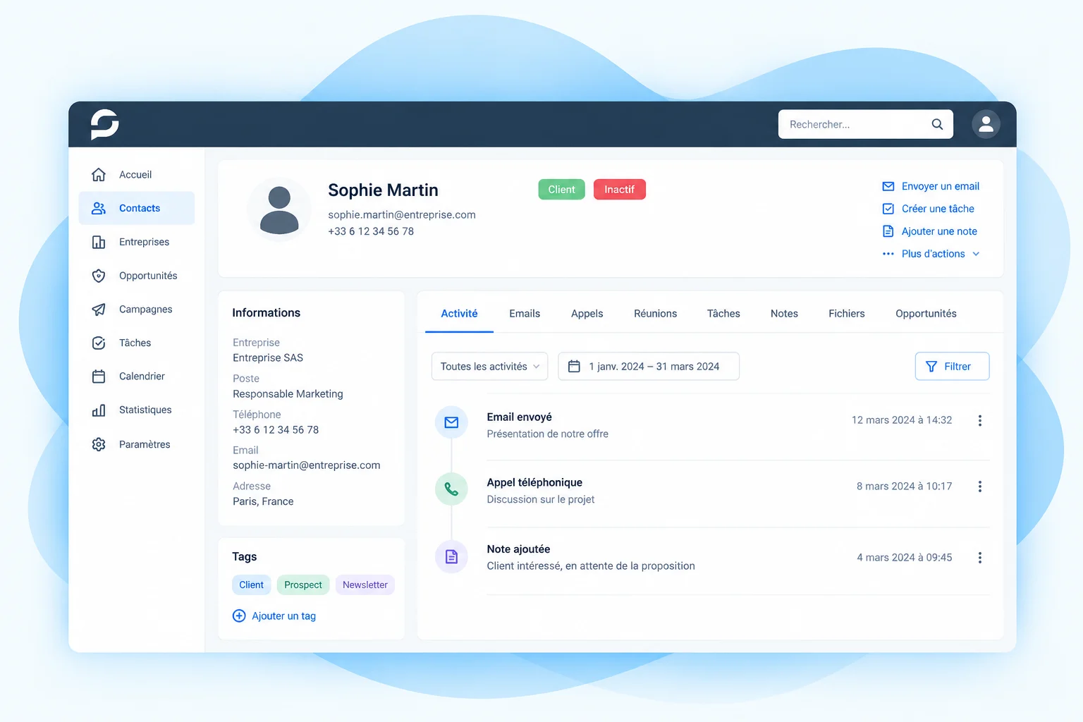 Fiche contact 360° - Smartprofile